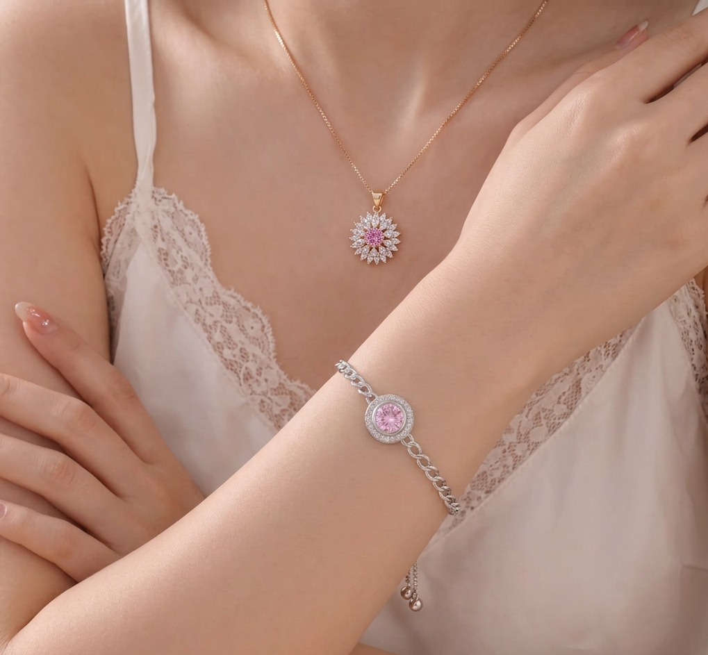 Rose Gold Dual-Tone Floral Pendant