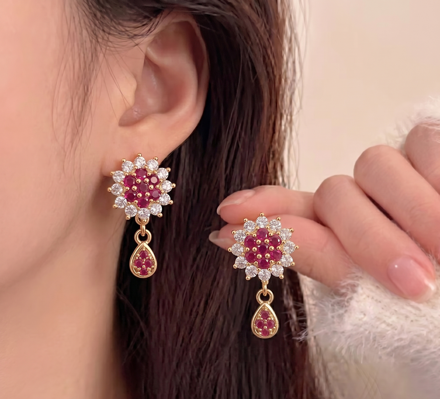 Blush Bloom Drop Earrings