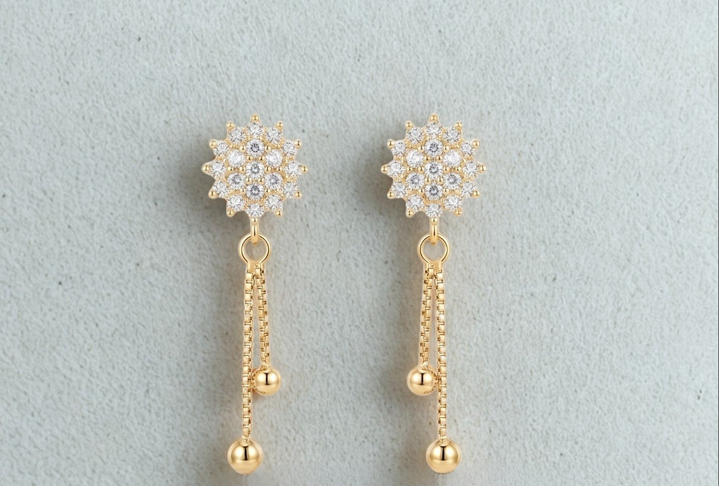 Gold Plated Floral Drops Earrings