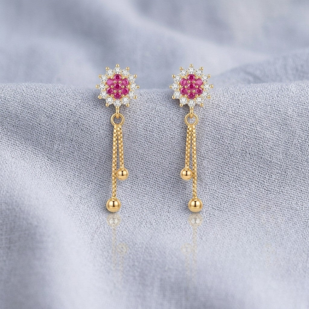 Gold Plated Floral Drops Earrings