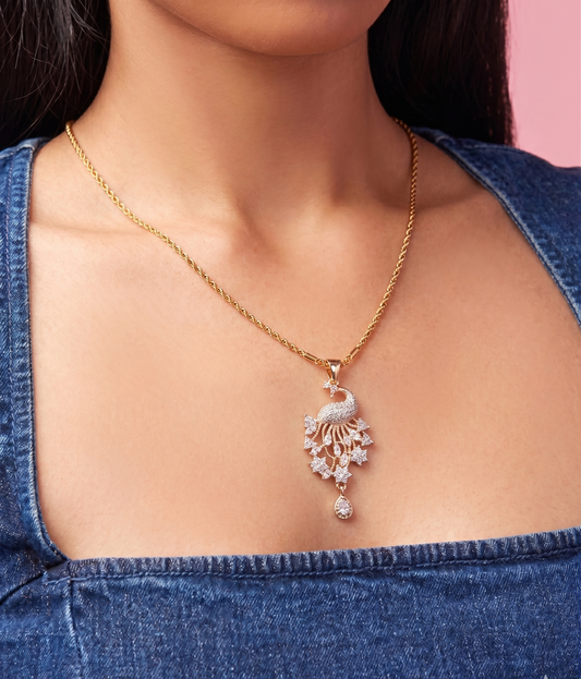 Sparkling Peacock Crystal Pendant Necklace