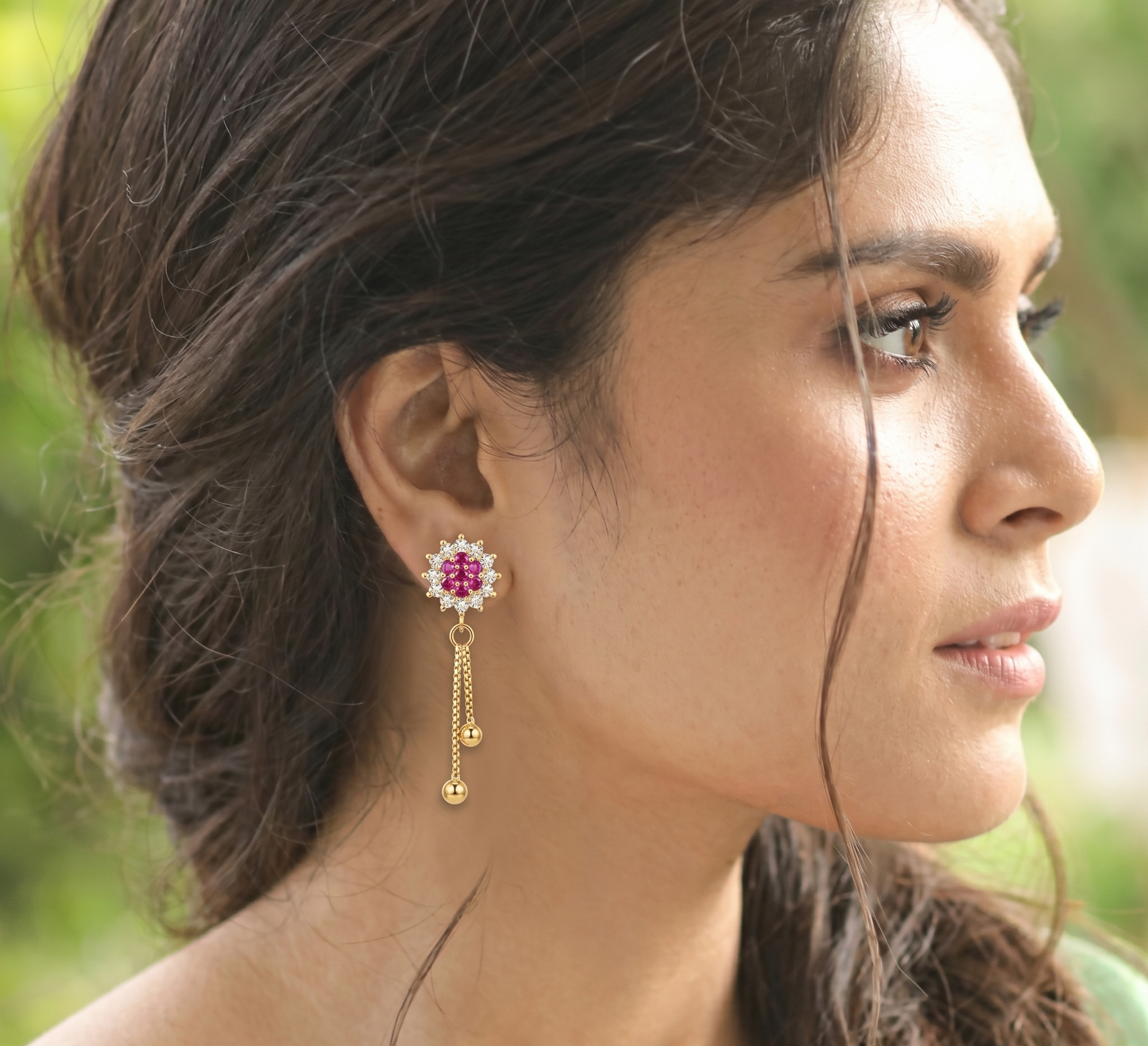 Gold Plated Floral Drops Earrings