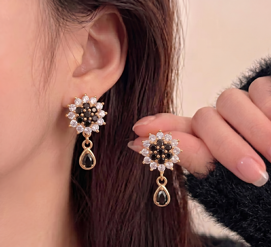 Midnight Bloom Drop Earrings