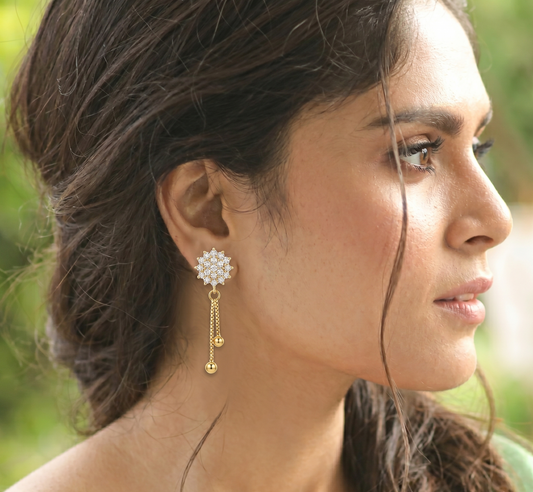 Gold Plated Floral Drops Earrings