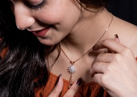 Sparkling Zirconia Floral Pendant