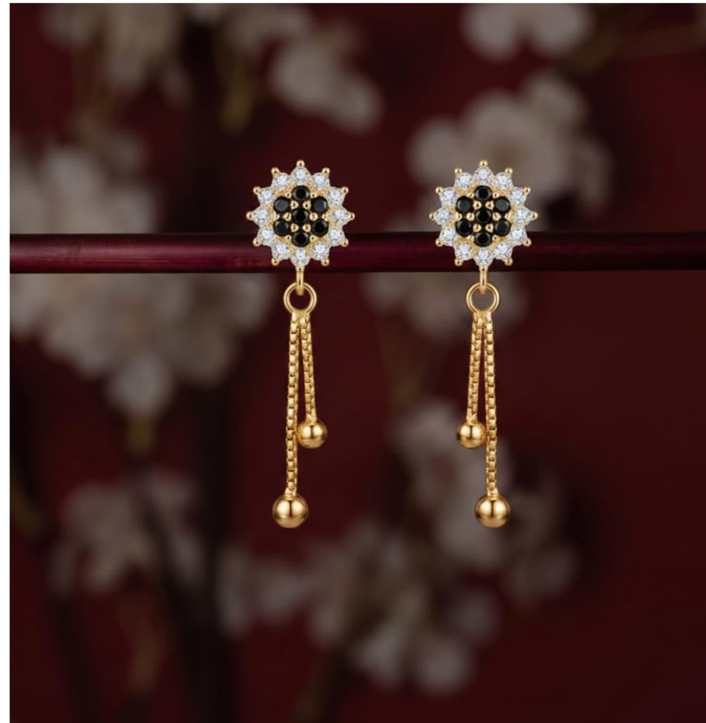 Gold Plated Sunflower Drops Earring